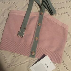 Chanel Cashmere Light Pink and Light Green Top